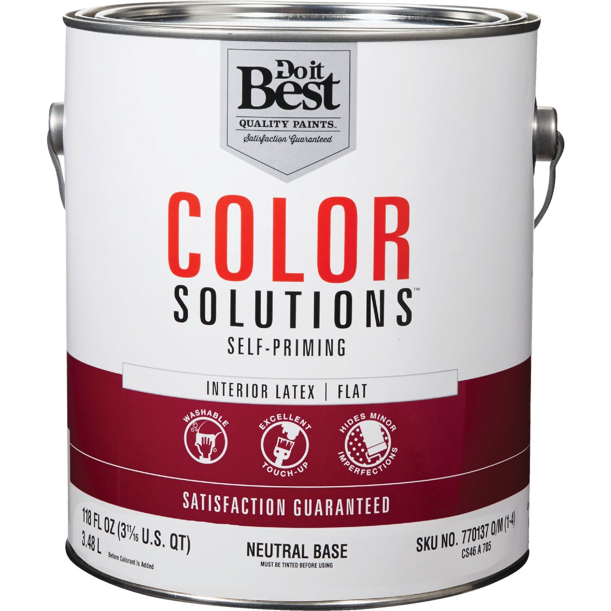 Self-priming Latex Flat Interior Wall Paint, Neutral Base, 1 Gallon