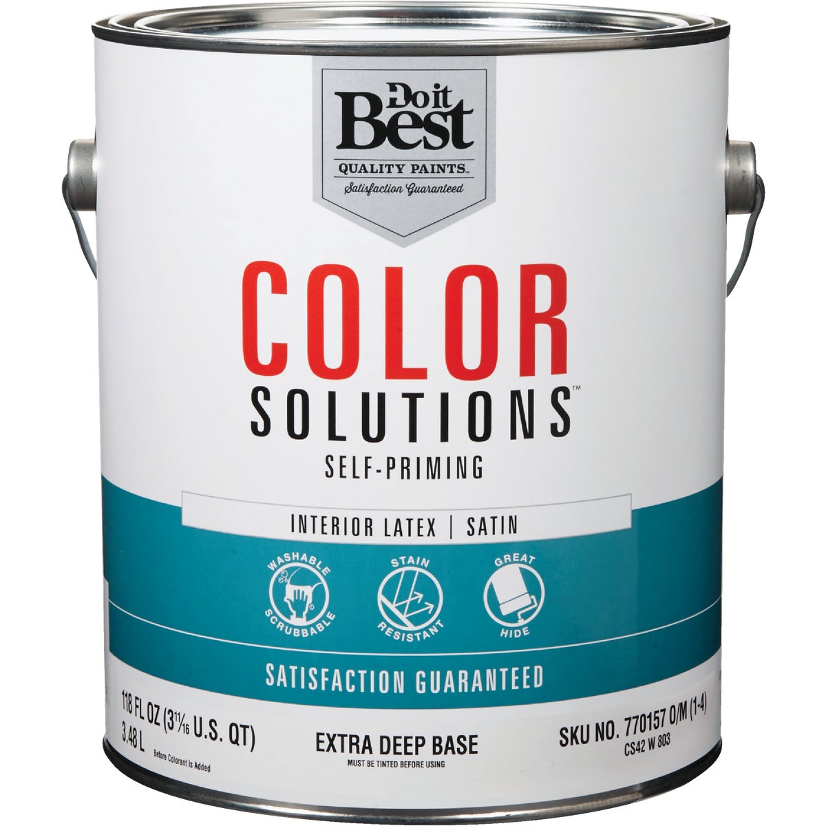 Latex Self-priming Satin Interior Wall Paint, Extra Deep Base, 1 Gallon