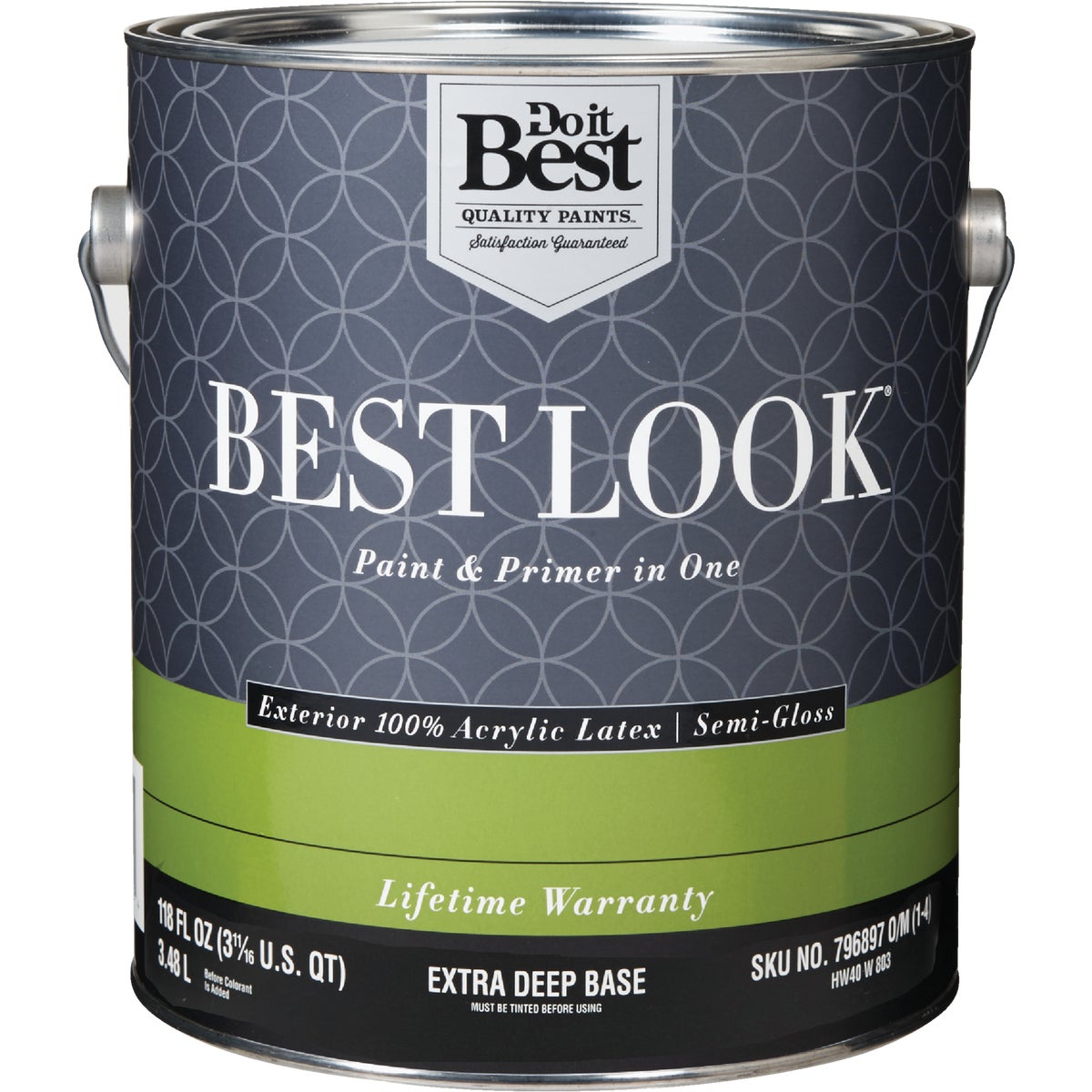 Best Look 100% Acrylic Latex Semi-gloss Exterior House Paint & Primer, Extra Deep Base, 1 Gal.