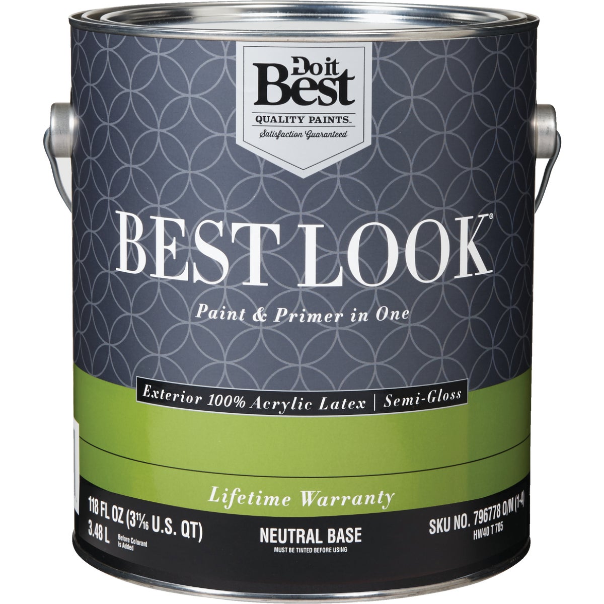 Best Look 100% Acrylic Latex Semi-gloss Exterior House Paint & Primer, Neutral Base, 1 Gallon