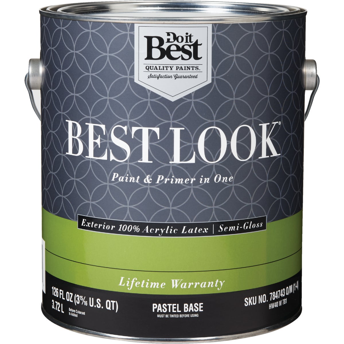 Best Look 100% Acrylic Latex Semi-gloss Exterior House Paint & Primer, Pastel Base, 1 Gallon