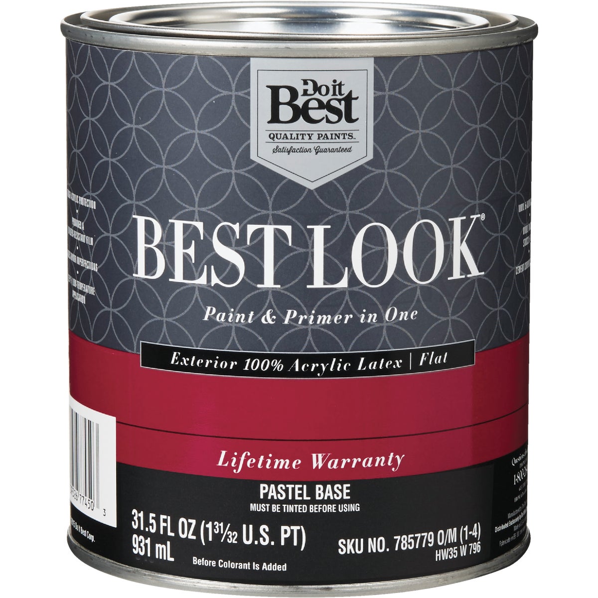 Best Look 100% Acrylic Latex Flat Exterior Paint & Primer, Pastel Base, 1 Quart