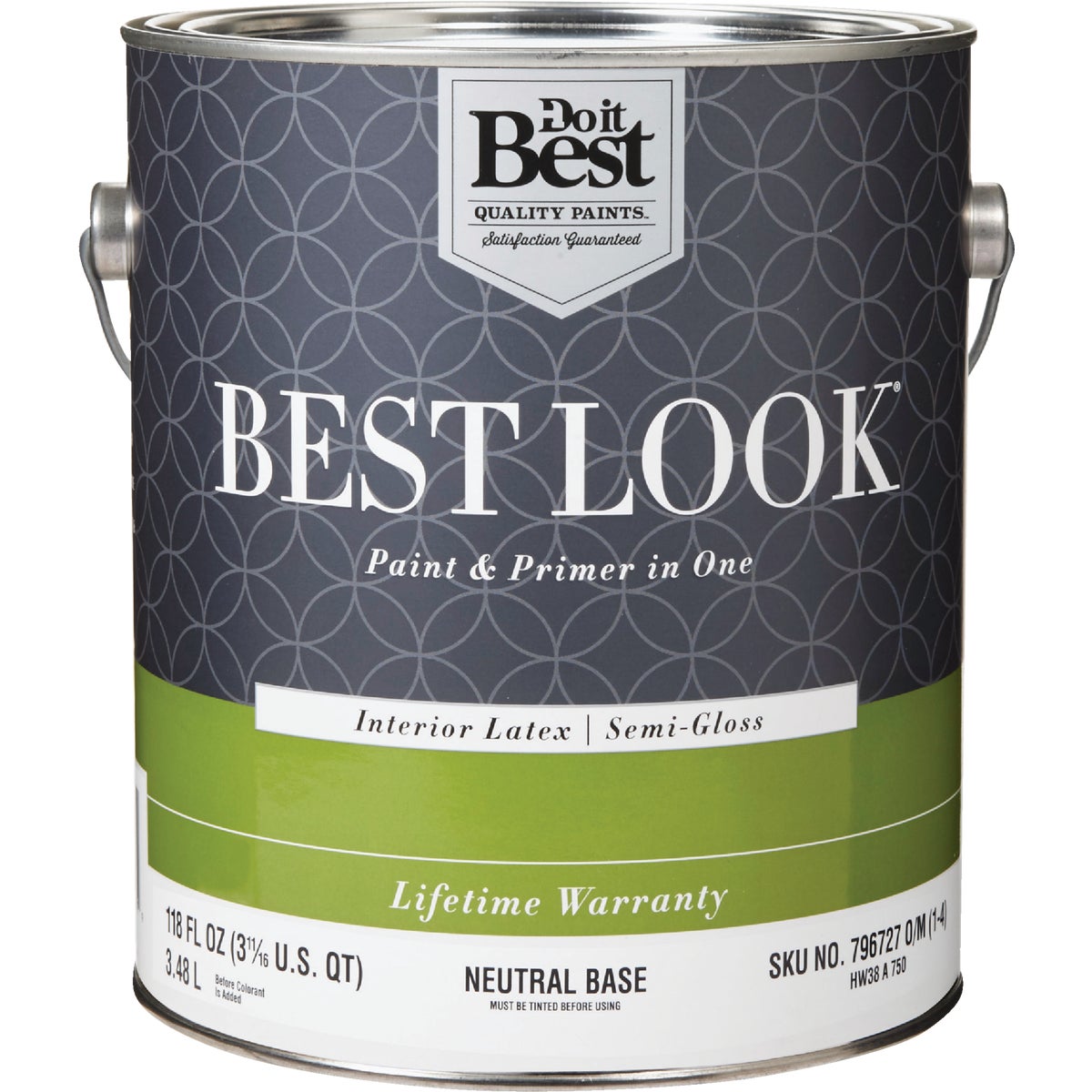Best Look Latex Premium Paint & Primer In One Semi-gloss Interior Wall Paint, Neutral Base, 1 Gallon