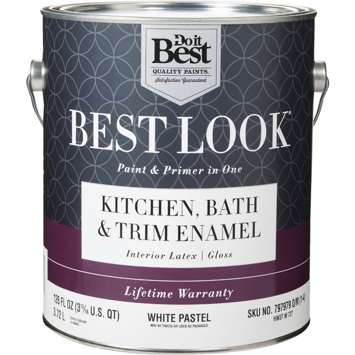 Best Look 1 Gallon Latex Paint & Primer In One Gloss Interior Wall Paint, White-pastel