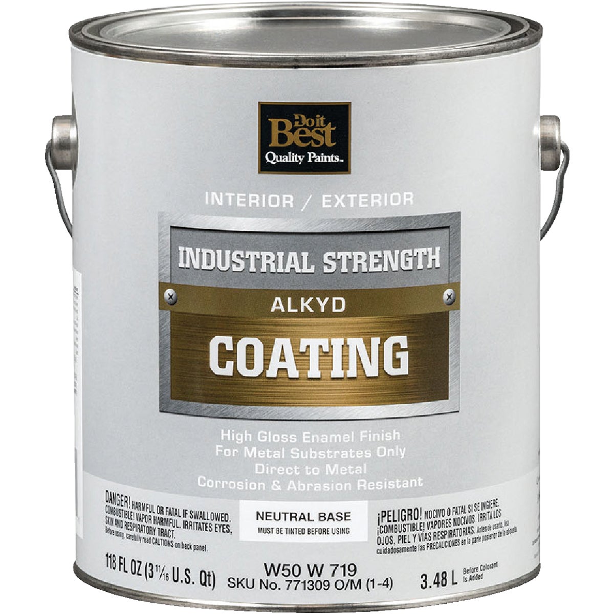 Neutral Base Alkyd Industrial Coating, 1 Gallon High-gloss Enamel