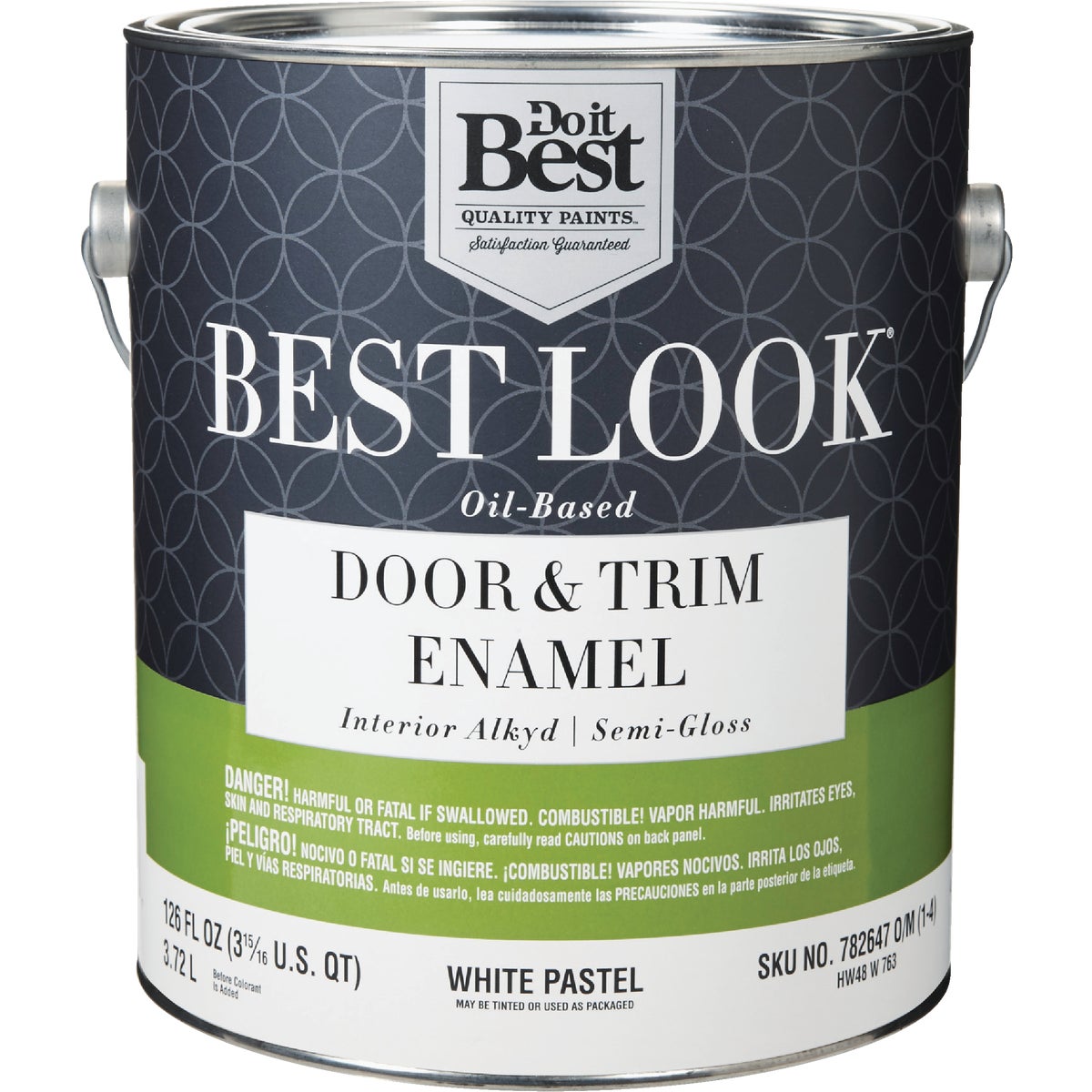 Best Look Alkyd/oil Base Semi-gloss Interior Wall Paint, White-pastel Base, 1 Gallon