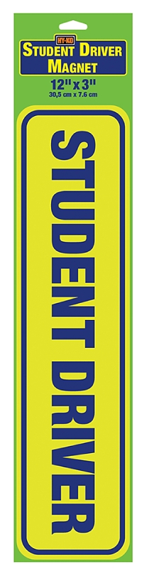 Hy-ko Student Driver Magnet, 3" X 12" Highly Visible Vehicle Sign