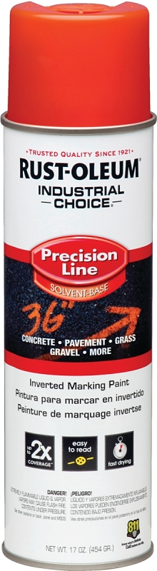 Industrial Choice Precision Inverted Marking Spray Paint, Fluorescent Red, 17-oz.