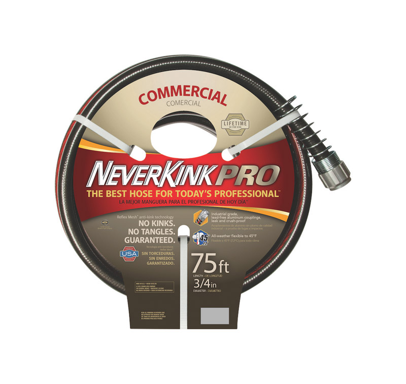 Neverkink Pro 3/4 In. Diameter X 75 Ft Length Contractor Black Hose