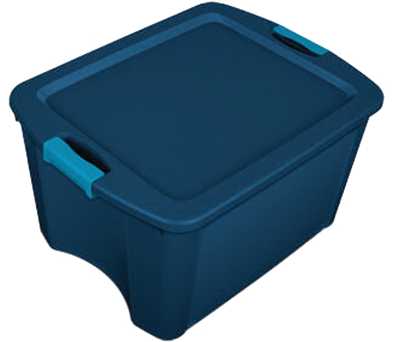 18 Gallon Latch & Carry Storage Tote With Blue Lid And Clear Base
