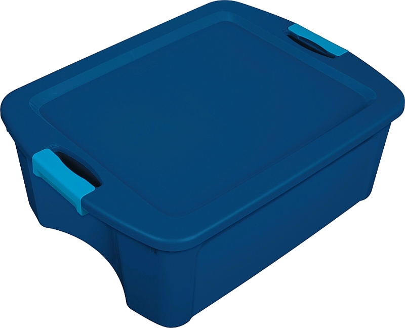 12 Gallon Clear Base With Blue Latch & Carry Storage Tote - Model 14449606