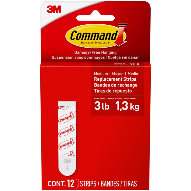 Command Medium Adhesive Strips, White, 12 Strips