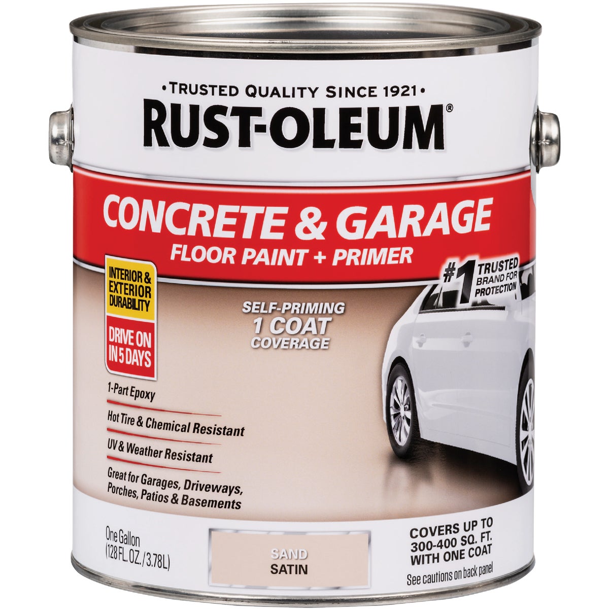 Concrete & Garage Floor Paint & Primer, 1 Gallon, Sand Color