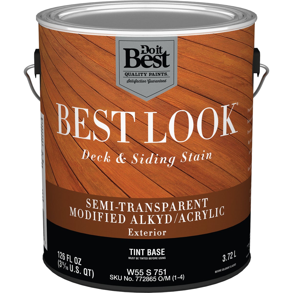 Best Look Semi-transparent Deck & Siding Exterior Stain, Tint Base, 1 Gallon