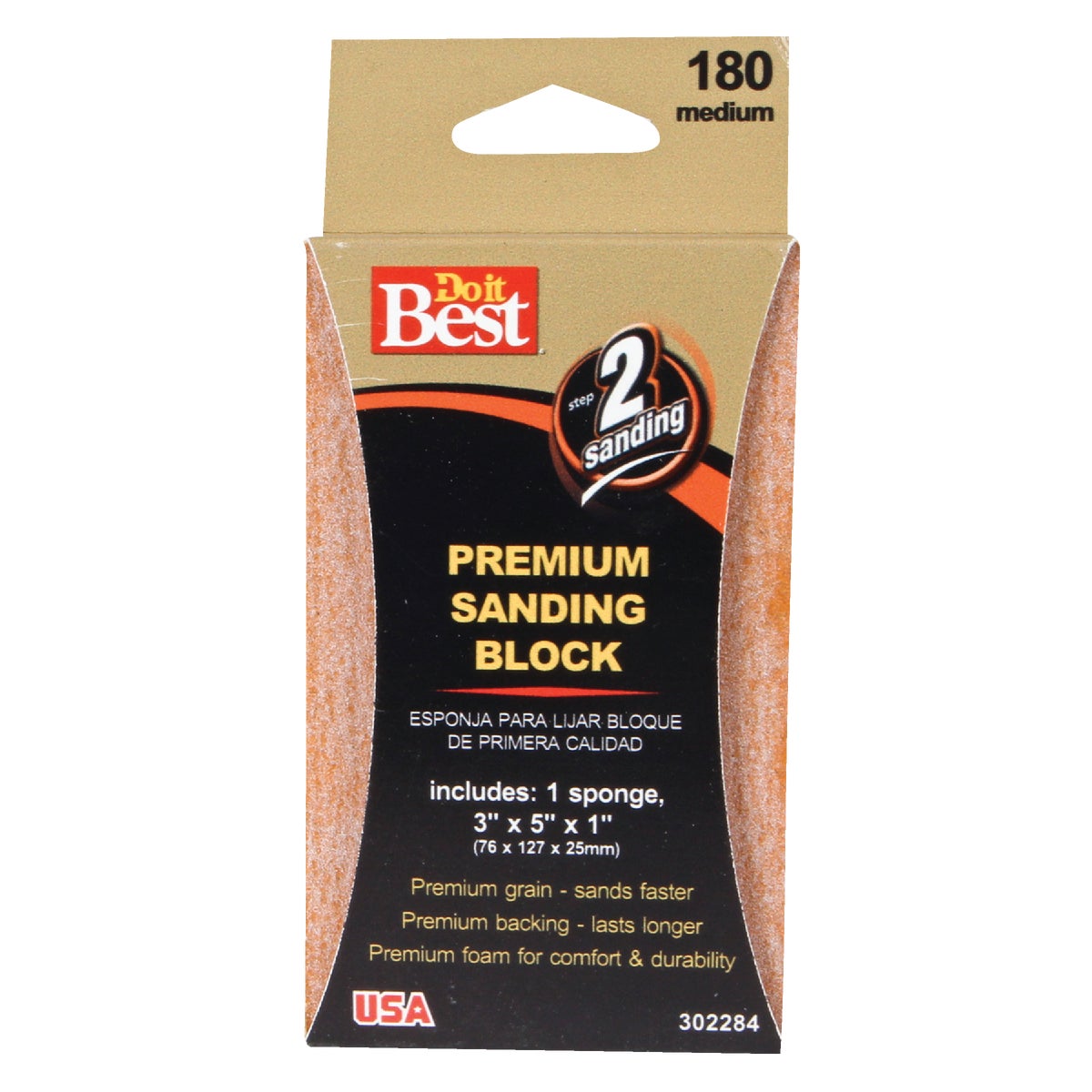 Premium 3 In. X 5 In. X 1 In. 180 Grit Medium Sanding Sponge