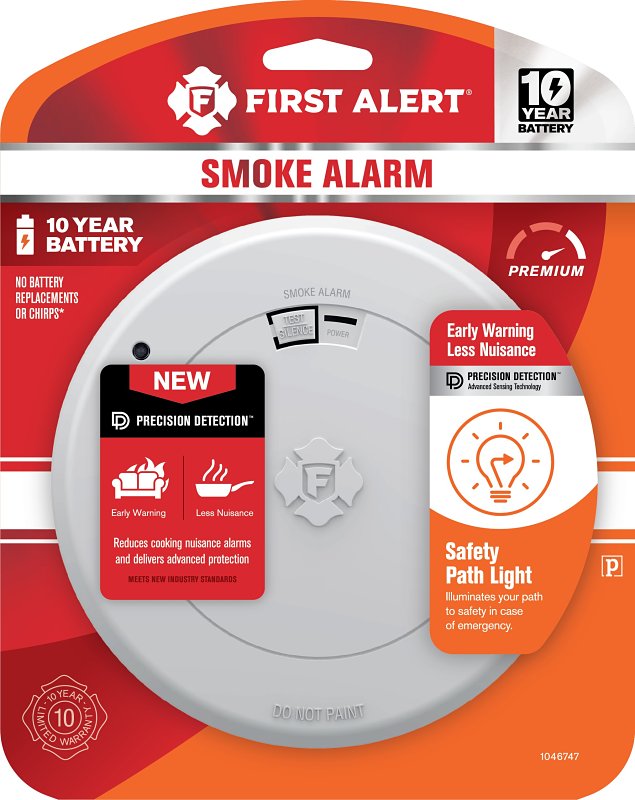 Photoelectric Smoke Alarm & Escape Light, 10-Year Battery