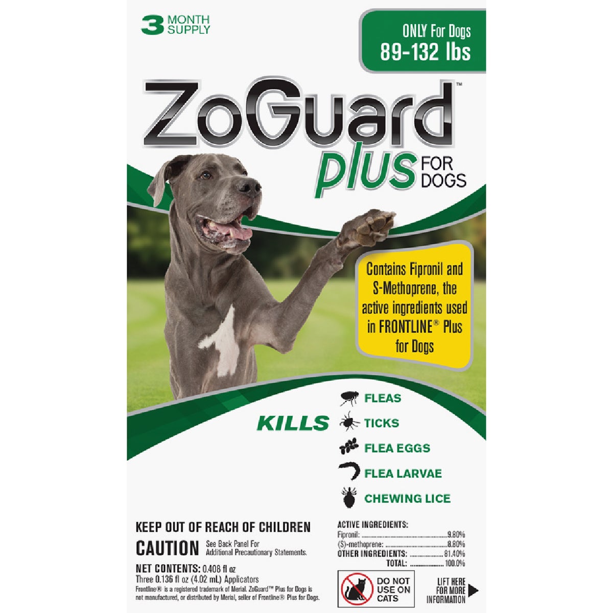 Plus Flea & Tick Treatment For Dogs 89-132 Lb - 3 Month Supply