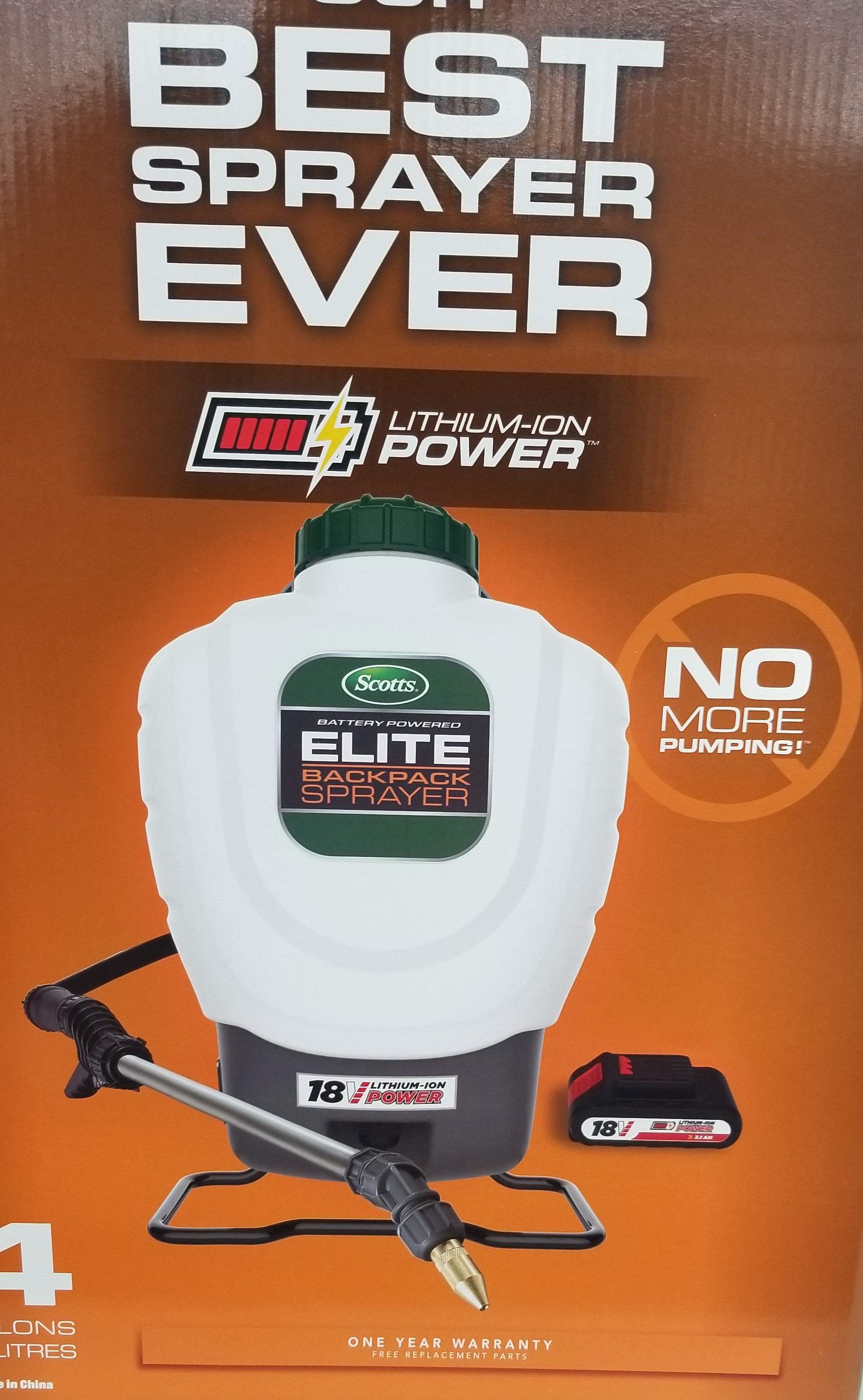 Elite Pump Zero Cordless Electric Sprayer, 18-Volt Battery Backpack, 4 Gallons