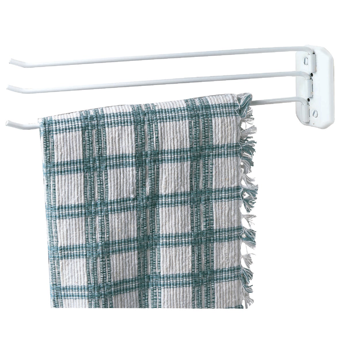 White Bath Rack With Hinged Arms And Mounting Hardware, Model 48190