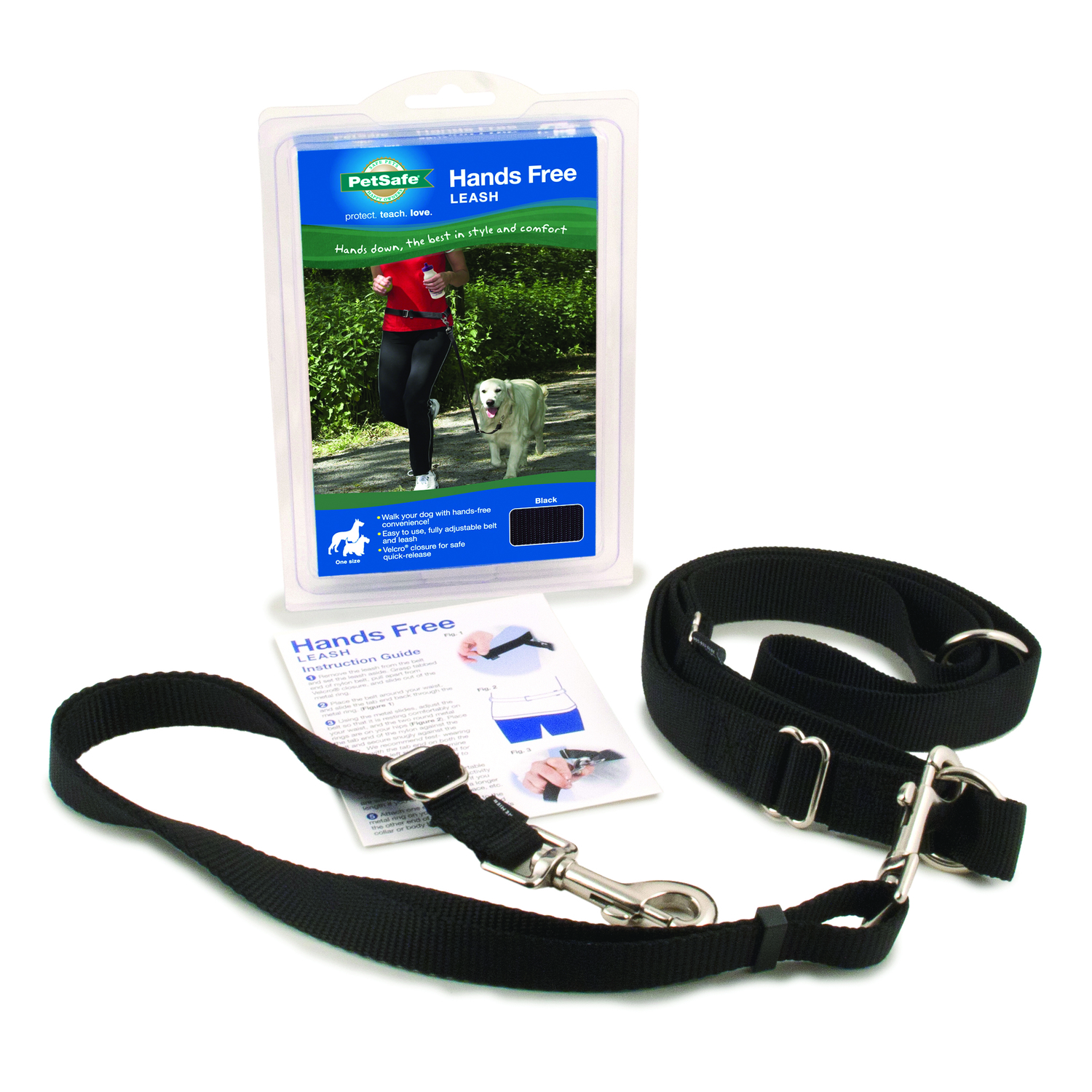 Adjustable Hands-Free Dog Leash, Black