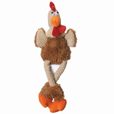 Plush Squeaker Dog Toy with Chew Guard, Brown Rooster, Small Dogs