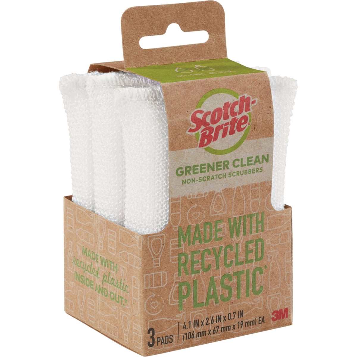 Greener Clean Non-scratch All Purpose Scrubbers, 2.6" X 4.1" X 0.7"