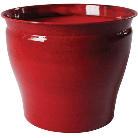 14" Avery Planter In Autumn Blaze Red - Stylish Ironstone Pot