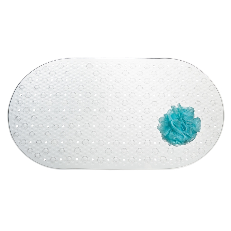Orbz 27 Inch Clear Suction Bath Mat With Modern Circle Design