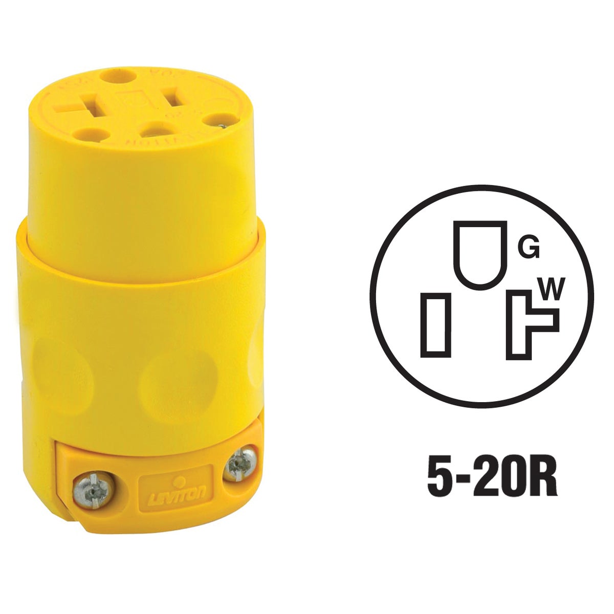 20 Amp 125 Volt 3-wire 2-pole Commercial Grade Cord Connector - Yellow