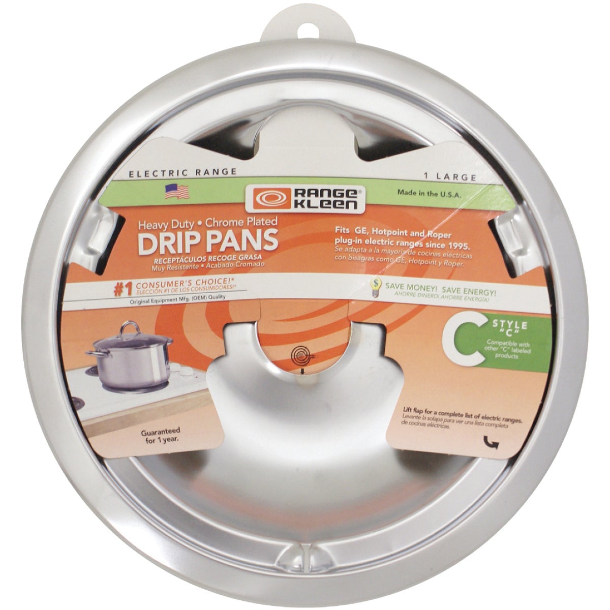 Electric 8" Style C Round Chrome Drip Pan For Ge & Hotpoint Ranges