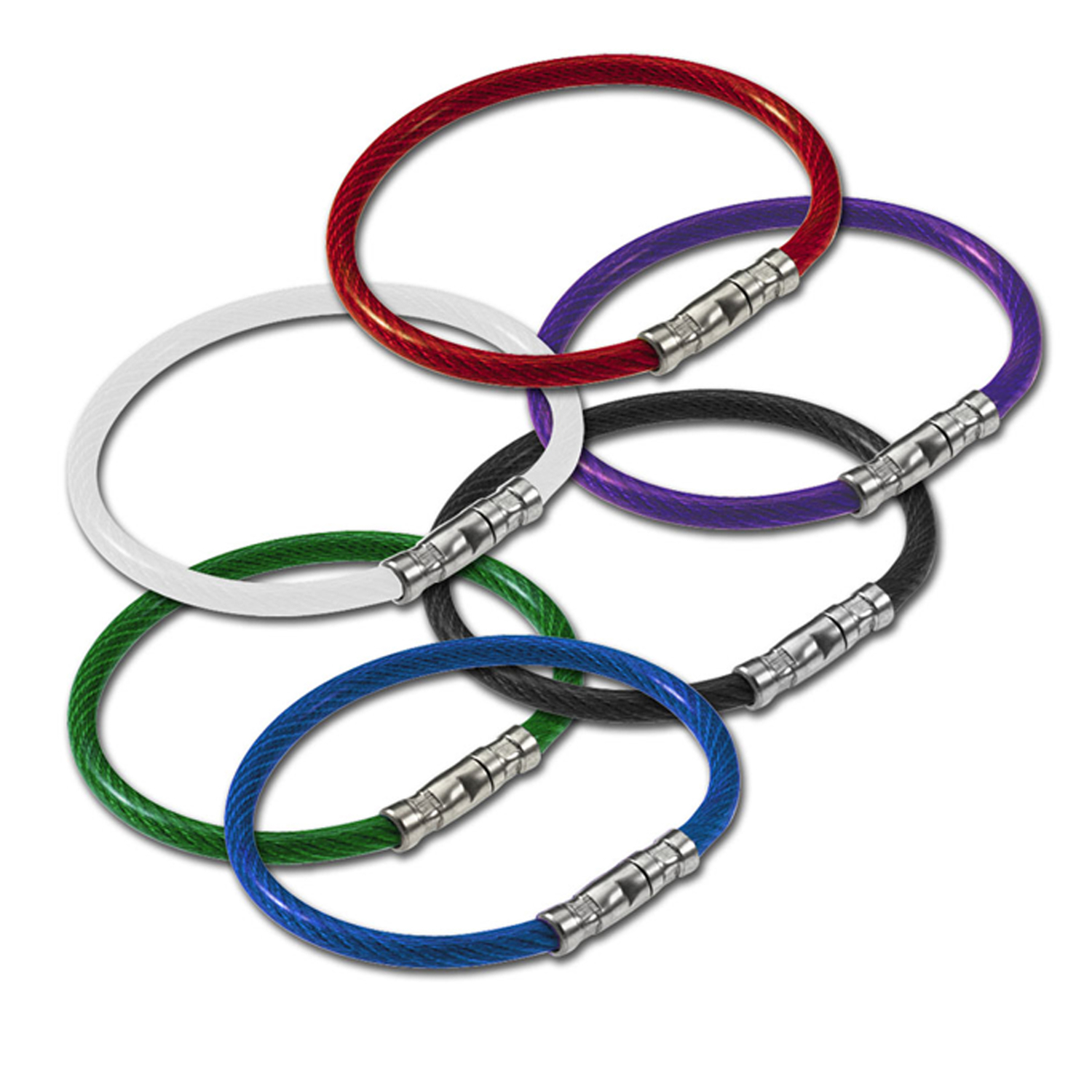 5 Inch Steel Braided Cable Nylon-coated Twisty Key Ring - Assorted Colors