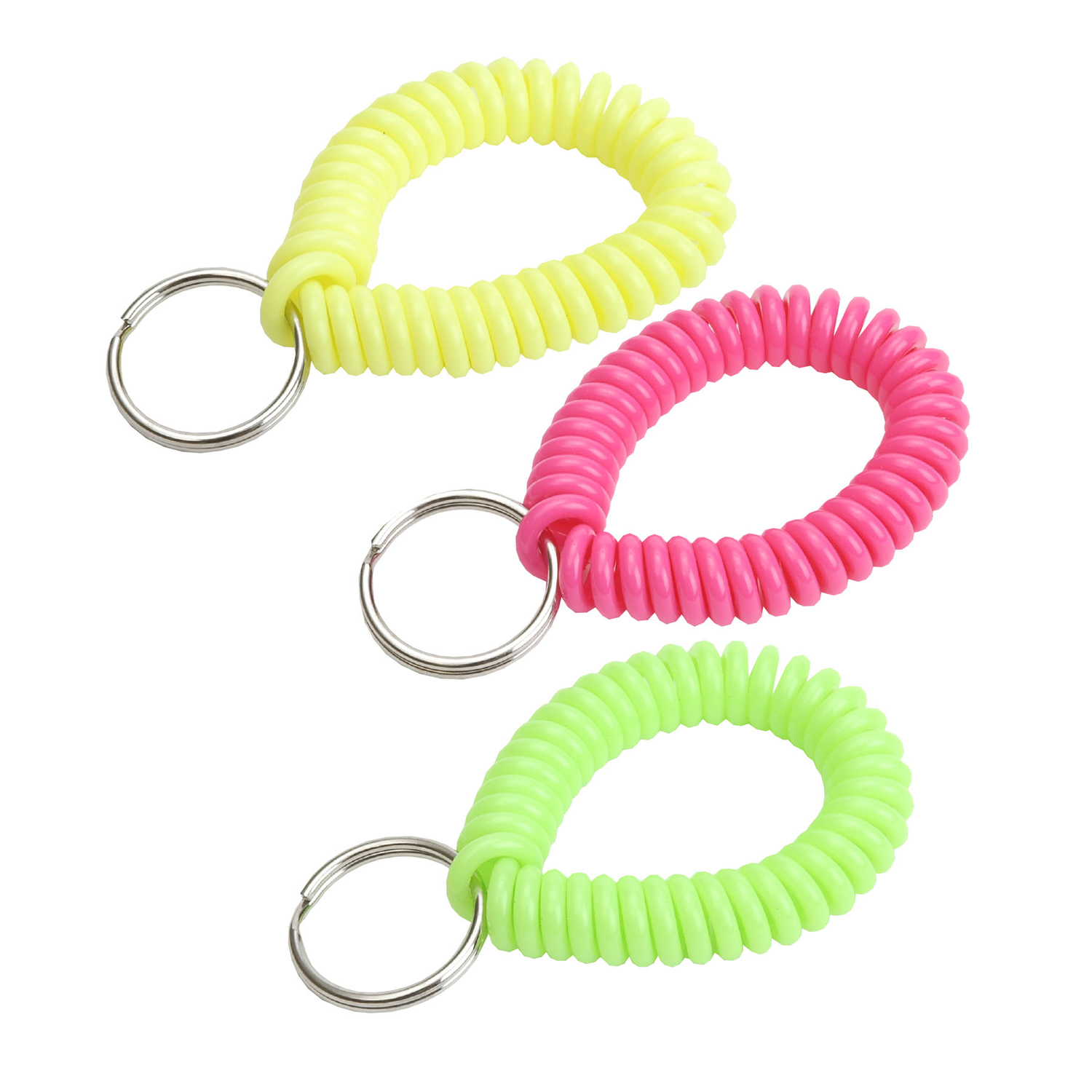 Tempered Steel 7/8 In. Neon Wrist Coil Key Chain - Assorted Colors