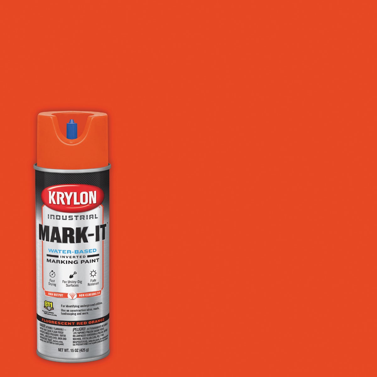 732108 Industrial Water-based Fluorescent Red Orange Inverted Marking Paint 15 Oz.