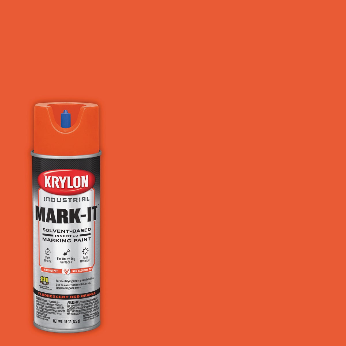 731008 Industrial Fluorescent Red Orange Inverted Marking Paint - 15 Oz.