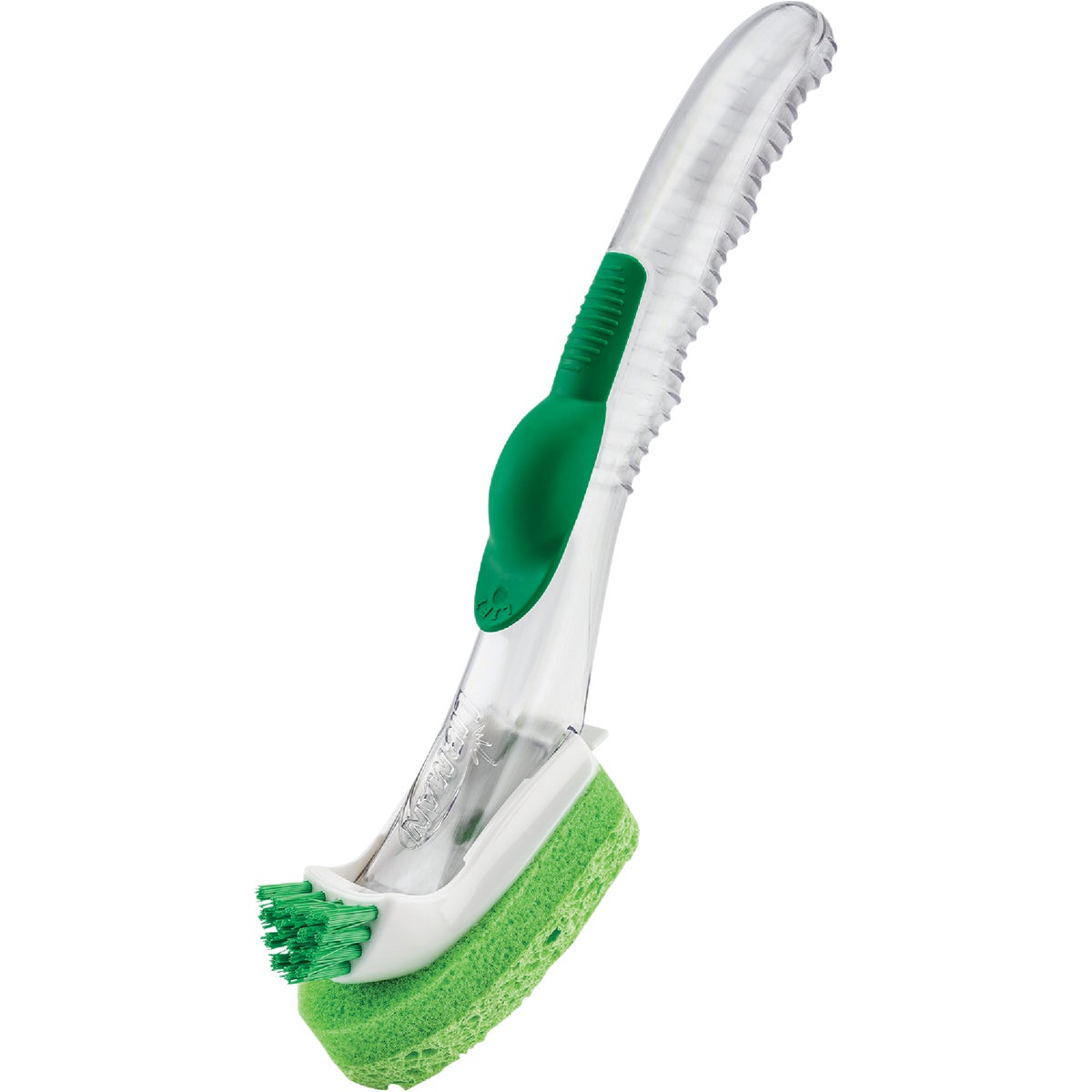 Green & White Glass & Dish Wand With Scrub Brush, Model 1132