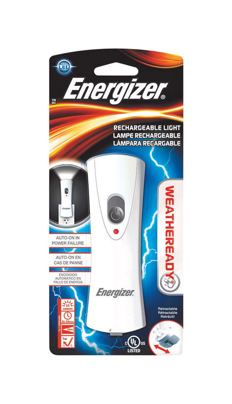 Rechargeable Emergency Led Flashlight With Plug-in Power Outage Light, 8 Lumens