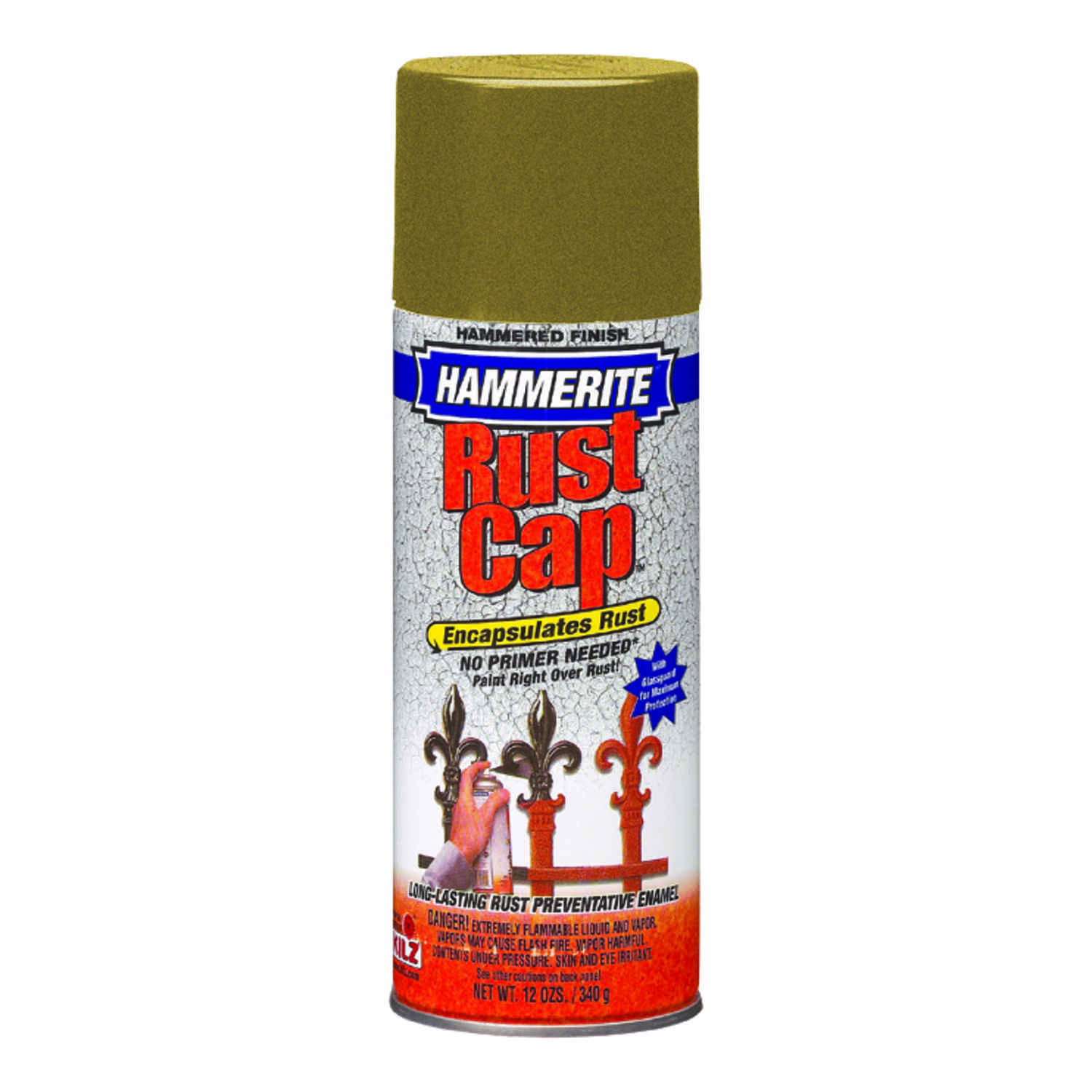 Rust Cap Hammered Gold Enamel Spray Paint 12 Oz. - Rust Preventive Coating