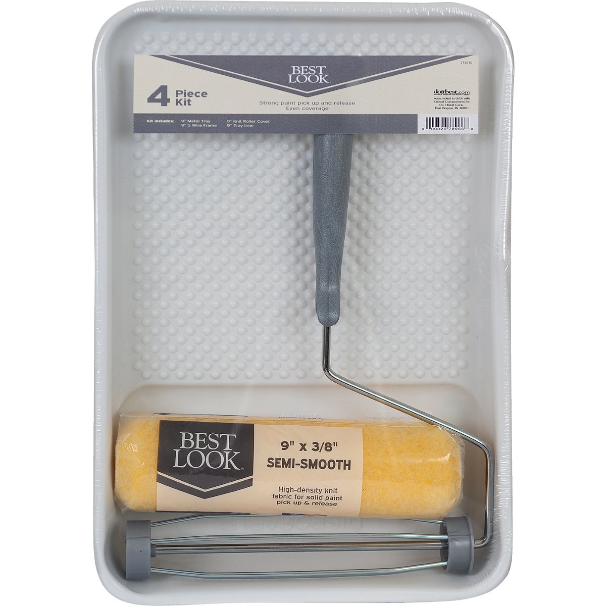 4-piece Roller And Tray Set With Metal Tray And Knit Roller Cover
