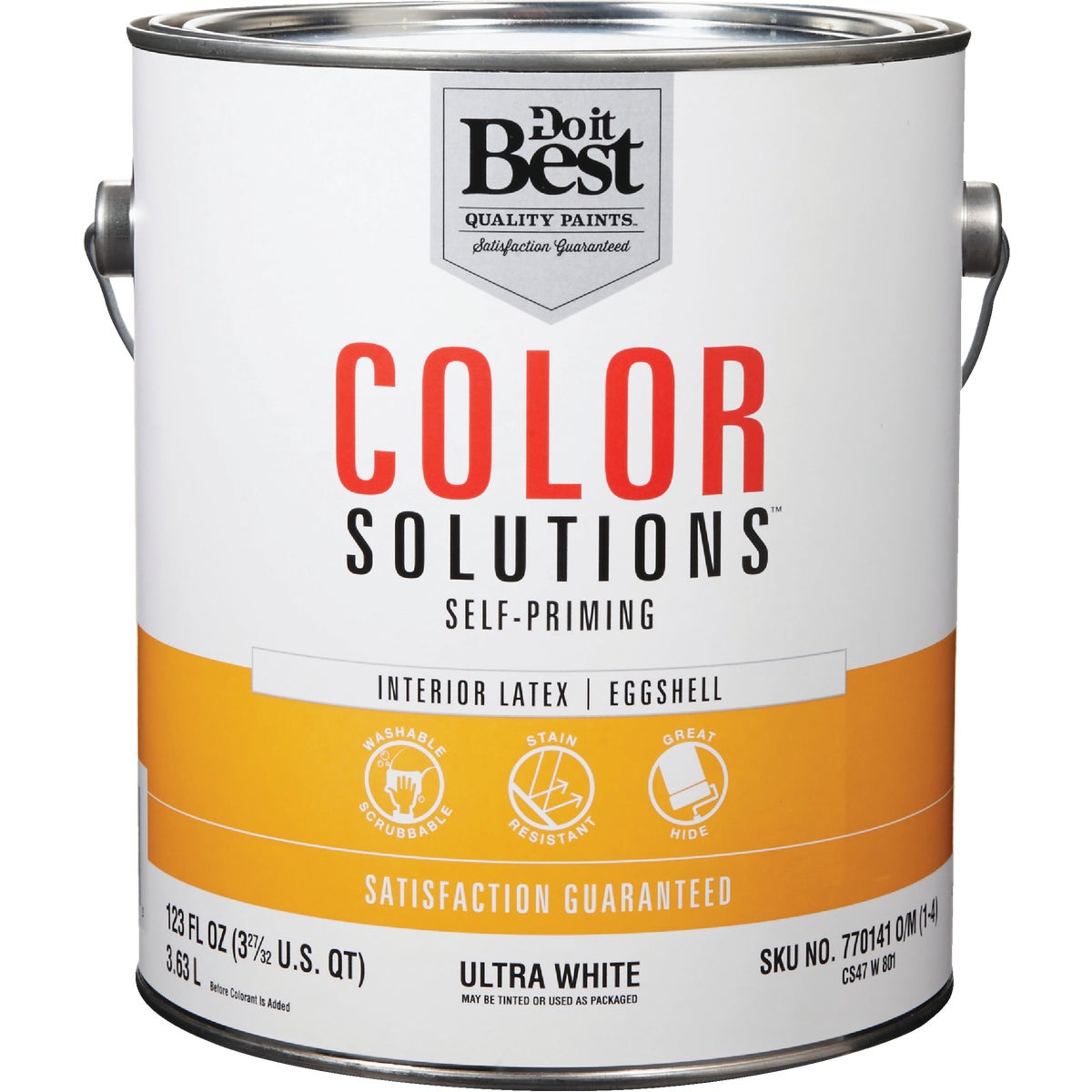 Latex Self-priming Eggshell Interior Wall Paint, Ultra White, 1 Gallon