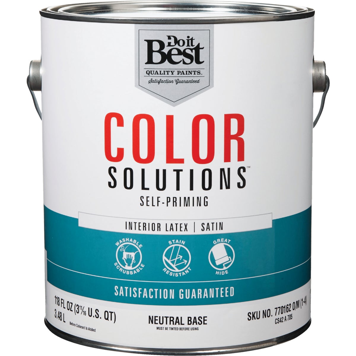 Latex Self-priming Satin Interior Wall Paint, Neutral Base, 1 Gallon