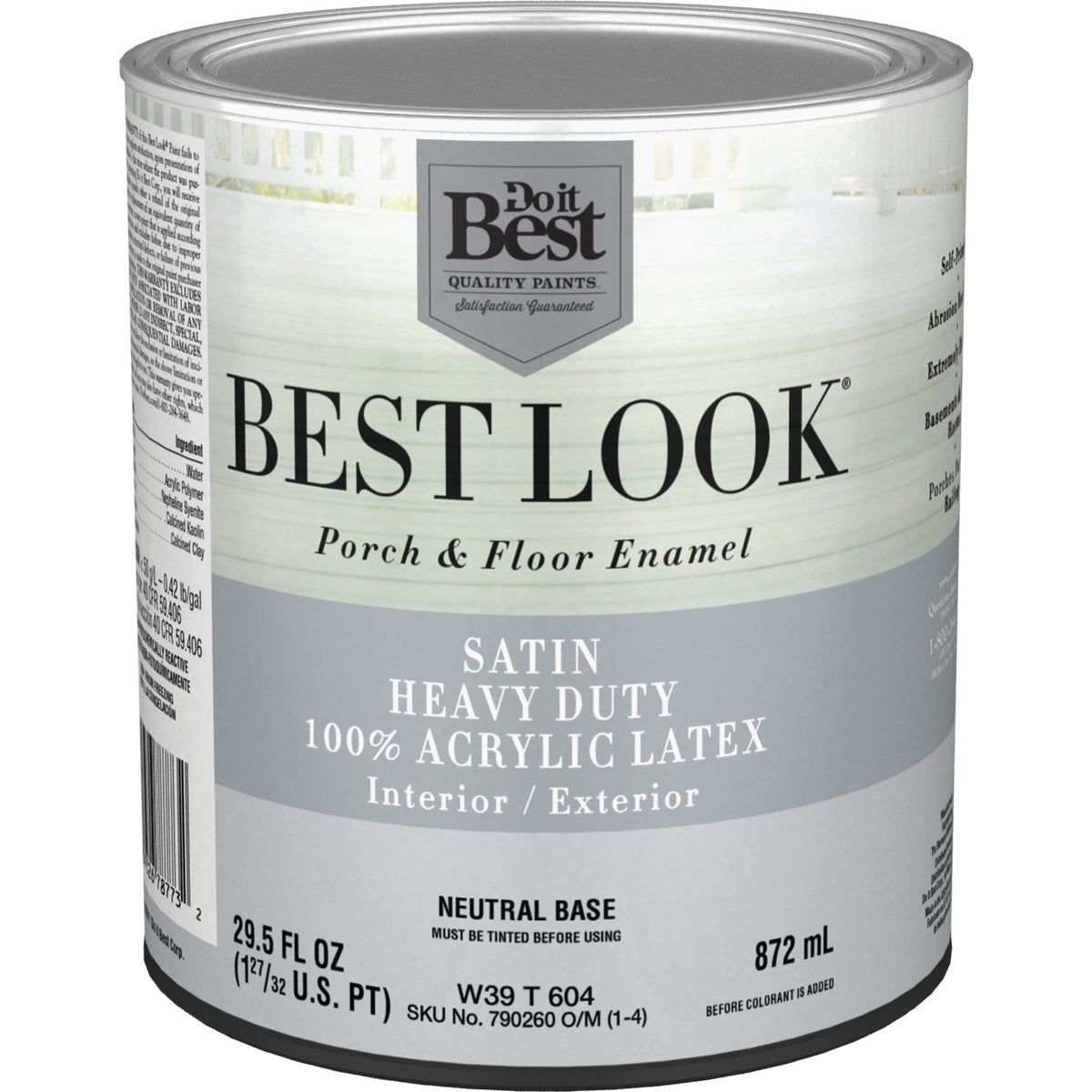 Best Look 1 Quart Neutral Base Heavy-duty Acrylic Latex Satin Porch & Floor Enamel