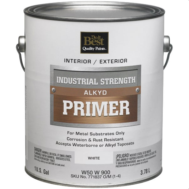 Alkyd Industrial Strength Primer, White, 1 Gallon For Metal And Wood
