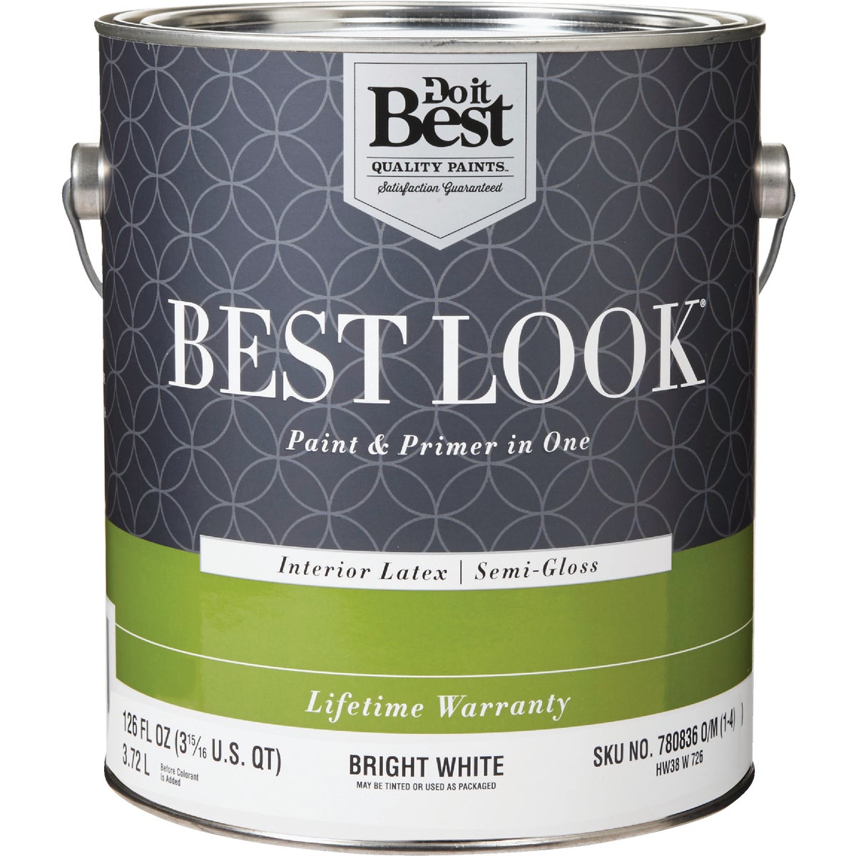 Best Look Latex Premium Paint & Primer Semi-gloss Interior Wall Paint, Bright White, 1 Gallon