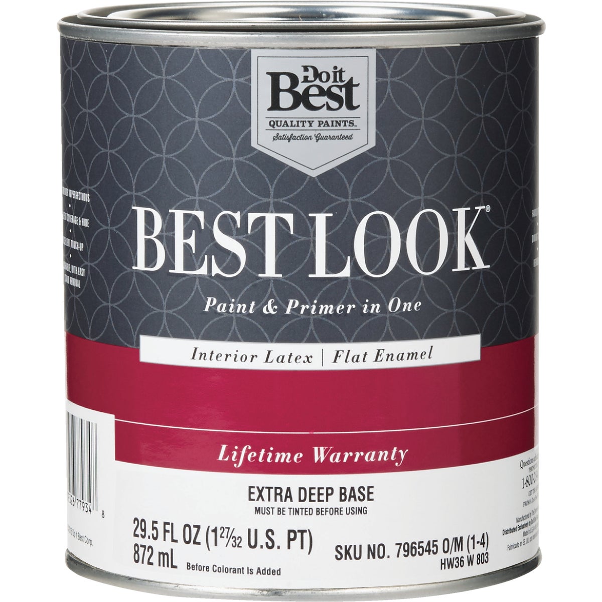 Best Look Latex Premium Paint & Primer In One Flat Enamel Interior Wall Paint, Extra Deep Base, 1 Quart