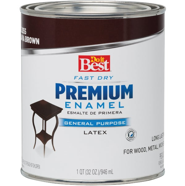 Fast Dry Acrylic Latex Gloss Premium Enamel, Java Brown, 1 Quart
