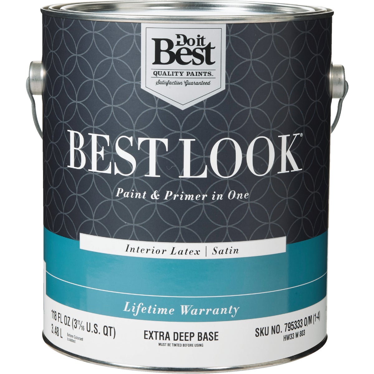 Best Look Latex Premium Paint & Primer In One Satin Interior Wall Paint, Extra Deep Base, 1 Gallon