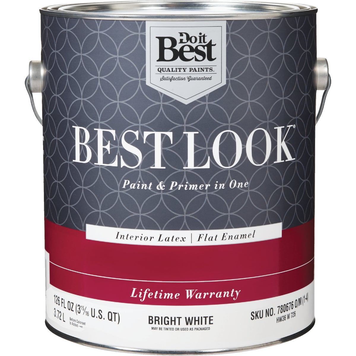 Best Look Latex Premium Paint & Primer In One Flat Enamel Interior Wall Paint, Bright White, 1 Gallon