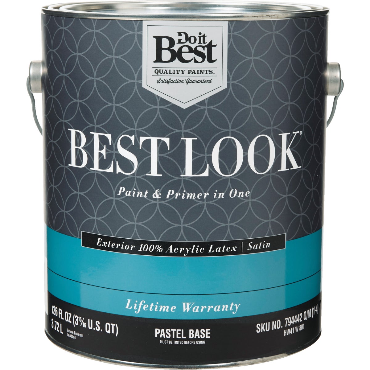 Best Look 100% Acrylic Latex Satin Exterior House Paint & Primer, Pastel Base, 1 Gallon