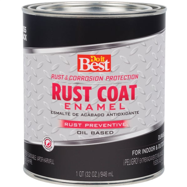 Rust Coat Oil-based Gloss Enamel, Black, 1 Quart - Durable Finish