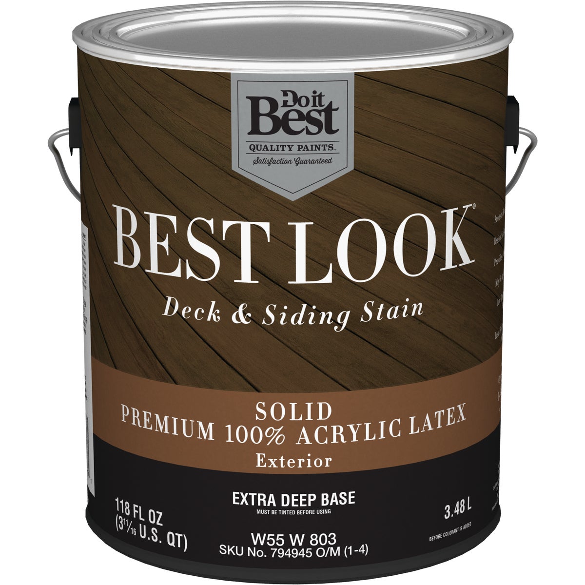 Best Look Solid Deck & Siding Exterior Stain, Extra Deep Base, 1 Gallon